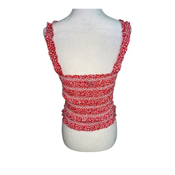 French Connection Women's Size 4 Red Floral Smocked Tank Top Camisole NWOT - Picture 4 of 6